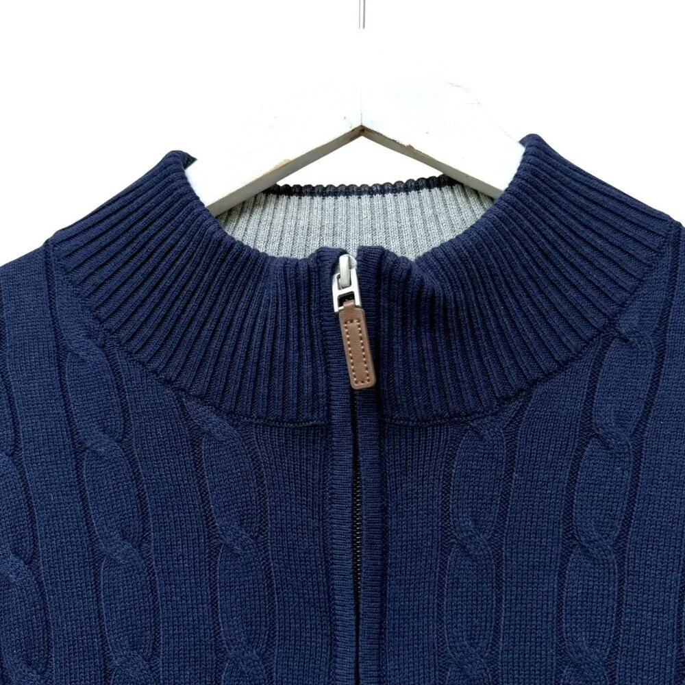 Club Room Mens 1/4 Zip Sweater XXL Navy Blue Pullover Cotton Blend Cable Knit NW